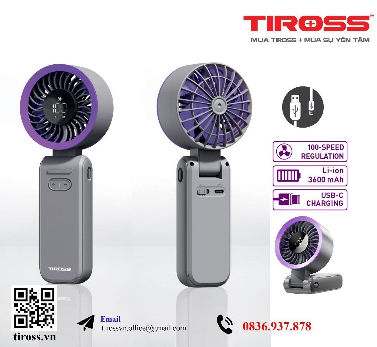 Bộ đôi quạt cầm tay Tiross TS2281 và TS3422: Thiết kế hiện đại, công ...